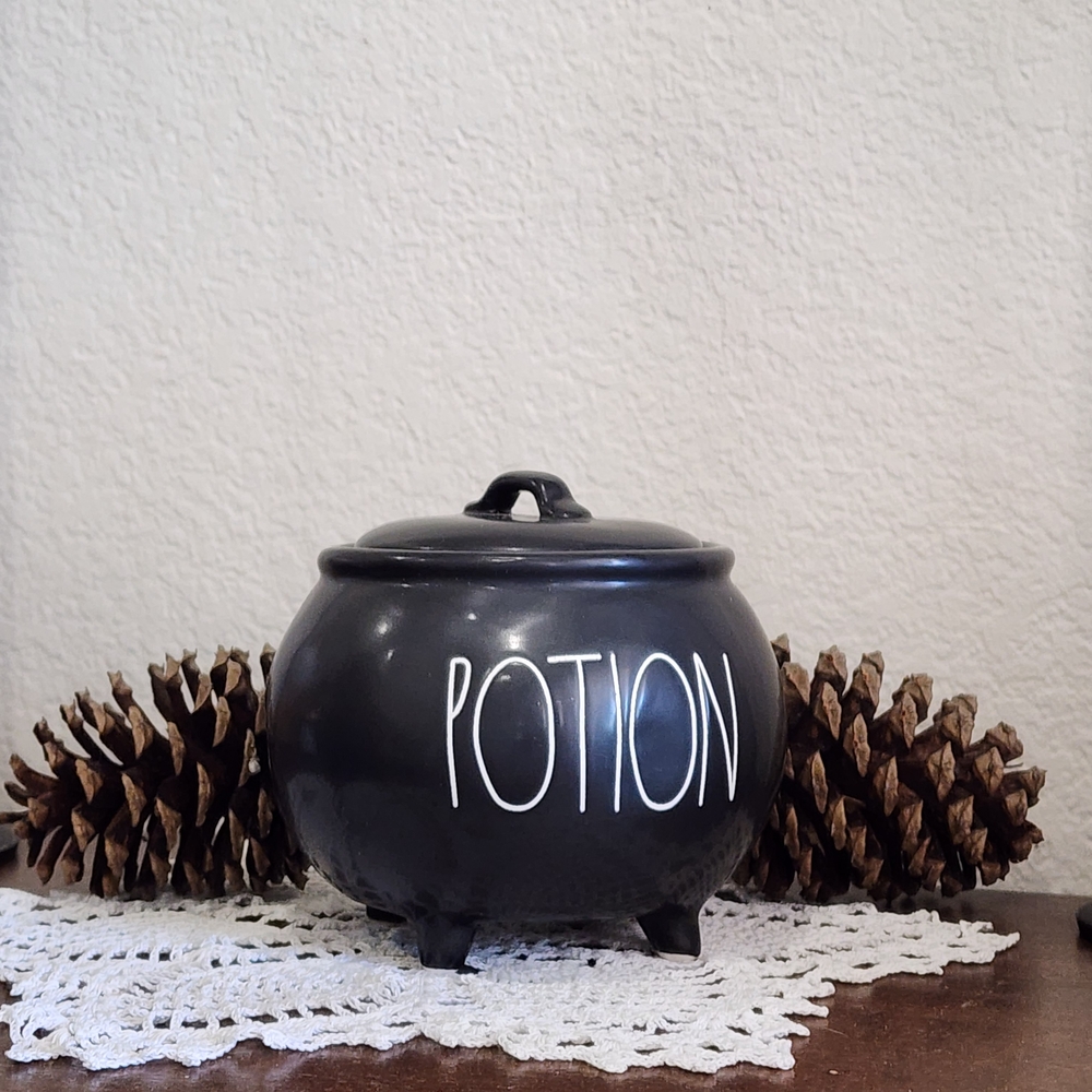 Rae Dunn Halloween POTION Mini Cauldron Black Candy Treat Canister Jar